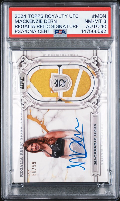 2024 TOPPS ROYALTY UFC REGALIA RELIC SIG MACKENZIE DERN 66/99 PSA 8 AUTO 10