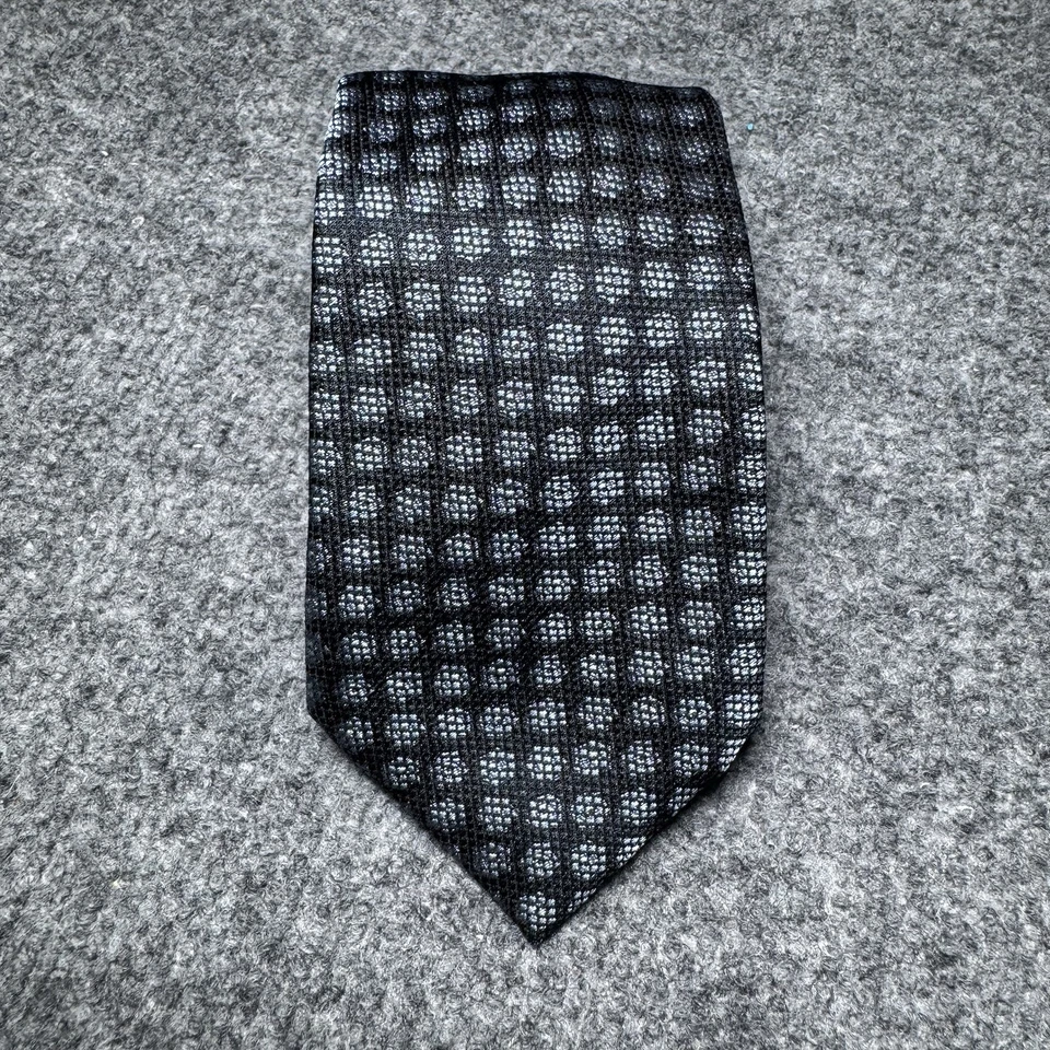 Corbata de seda tejida negra azul marino premium Ermenegildo Zegna lunares 3" Foto 2 de 4
