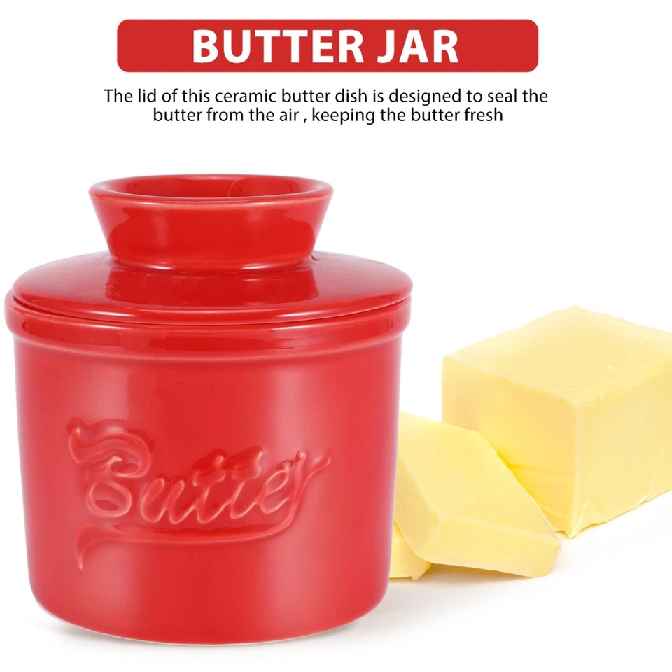 Keramik Butterdose Mit Buttermesser, Französische Butterdose Mit Deckel, DE - Bild 2 von 4