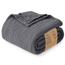 100 Cotton Muslin Blanket, 6 Layer Lightweight Breathable Gauze Twin Size Bl...