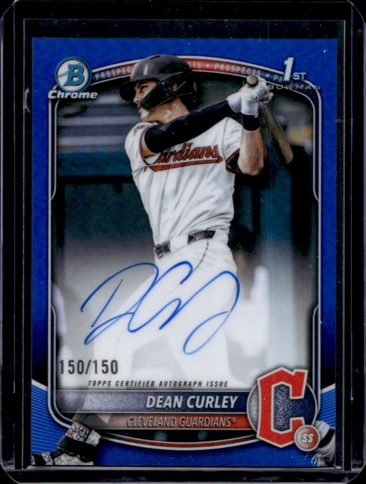 2025 Bowman Draft Dean Curley Chrome Auto Blue Refractor 1st #/150 Guardians