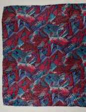 New Wave Handkerchief 100 Silk 1980s colors HANKIE ABSTRACT HAND ROLLED EDGES