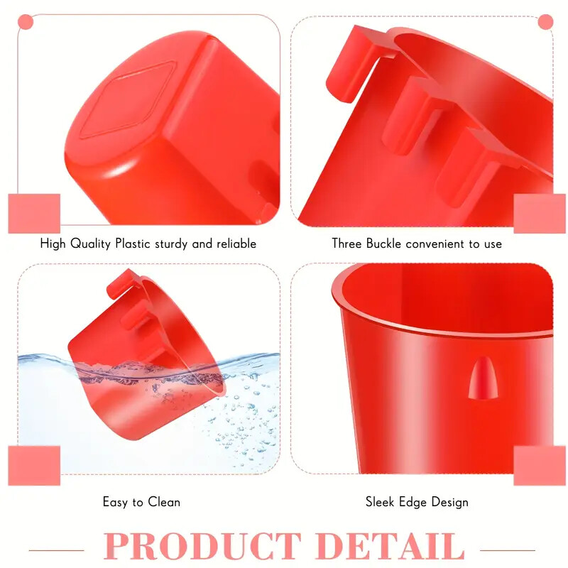 20× Chicken Poultry Hanging Water Feed Cage Cups Rabbit Bird Feeder Bowls Red US