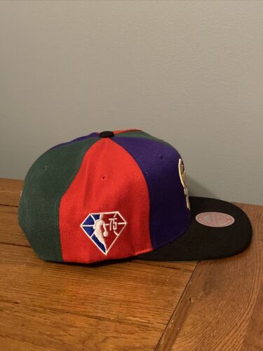 Milwaukee Bucks Mitchell & Ness NBA Pinwheel Snapback Hat Cap New with Tags - Picture 2 of 7