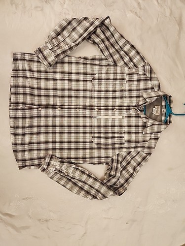 L.L.BEAN  Button Down Shirt Long-Sleeve Size M. Regular Gray Plaid  - Picture 6 of 13