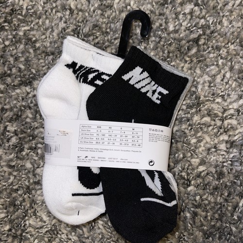 NIKE Boys Socks Ankle Cushioned Athletic Youth Kids 6 Pack Shoe Size 10C-3Y - Picture 2 of 2