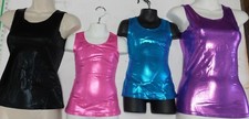 Metallic Foil Spandex Tank top Cheer Dance Acro Gym Majorette 5 Color Choices