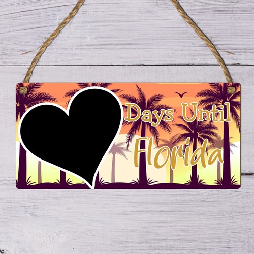 Wooden Florida Countdown Sign with Reusable Chalkboard Heart Tropical Decor Sign - Picture 15 of 22