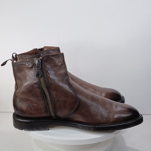 BOTINES STURLINI FIRENZE 2659 HECHOS EN ITALIA PARA HOMBRE 44 EE. UU. 11 CREMALLERA LATERAL MARRÓN - Imagen 13 de 24