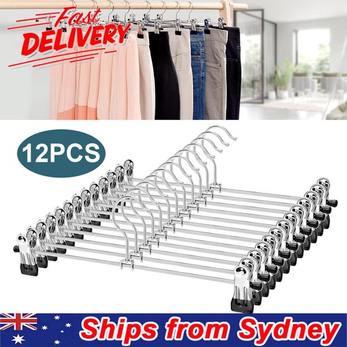 Non Slip Strong Metal Clip Hangers Chrome Clothes Trouser Coat Skirt Rack Adults