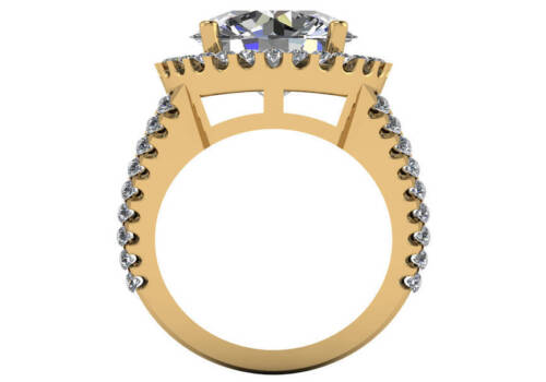 11.5 round GIA N VS2 round natural diamond halo engagement ring 18k yellow gold - Picture 3 of 3