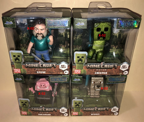 A Minecraft Movie full set of 4 Metals Mini Figure Steve Dennis Creeper Malgosha