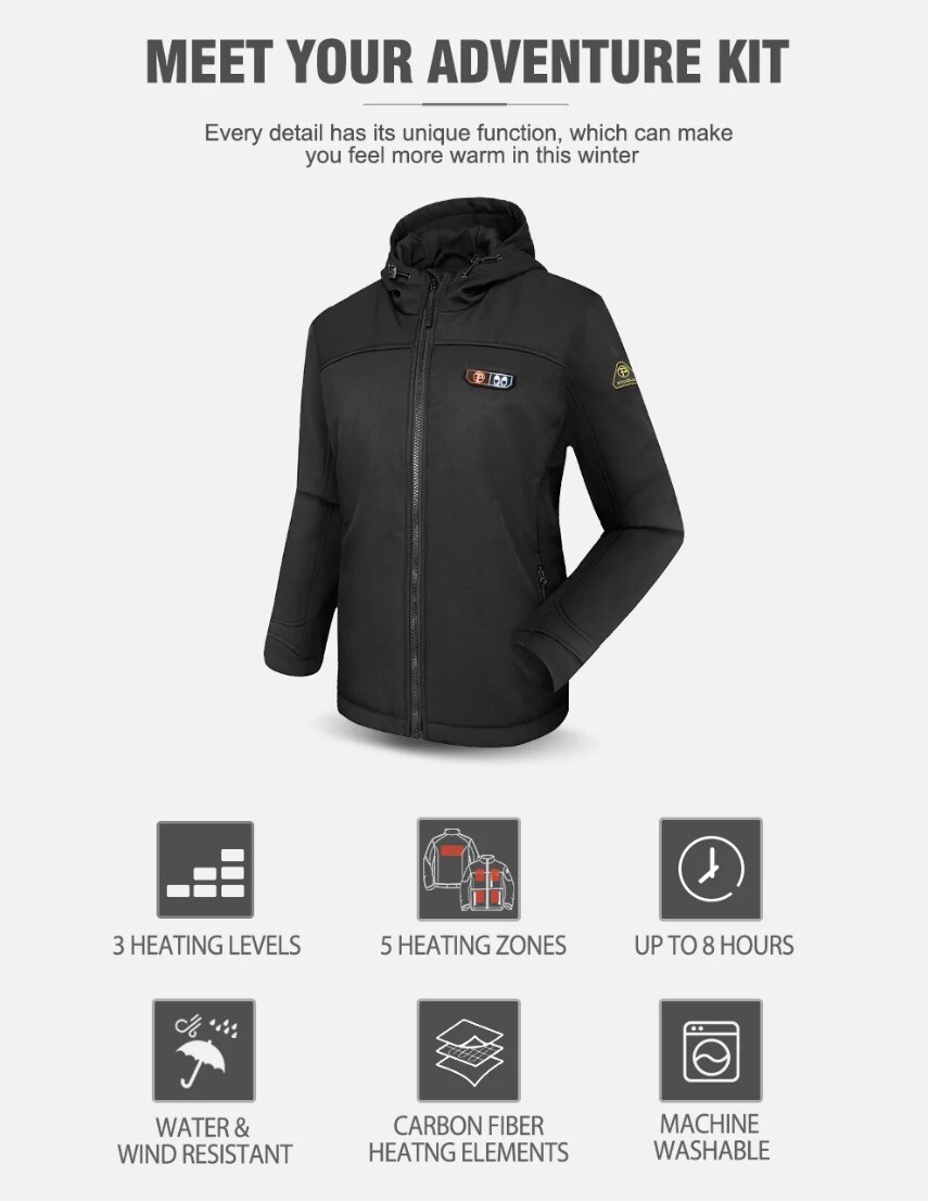 Ptahdus Women's Heated Jacket With Battery Pack. Size S eBay