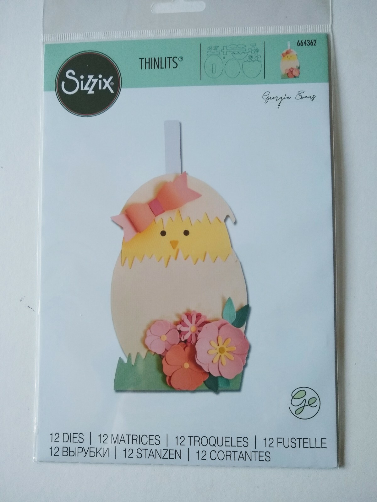 Sizzix Thinlits Die Set  Hatching Egg 664362 Georgie Evans 12 Dies Chick Easter