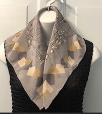 Mid century modern silk gray scarf 21  square - Free shipping