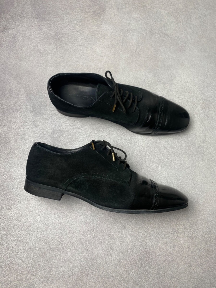 Jimmy Choo Derbies Dress Men's Shoes Laquered Suede Degrade