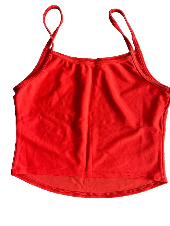 Size 4 UK Size 12 Red Cropped Camisole Nylon Lycra Dance Top USED Starlite - Image 3 of 4
