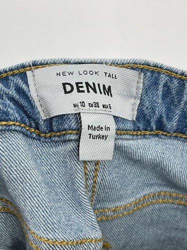New Look Denim Jeans Womens Tall 6 Straight Leg High Rise Distressed Blue Boho - Picture 6 of 9