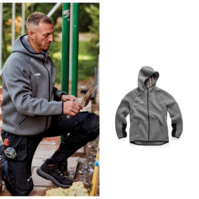 Scruffs trade air-layer Hoodie sh021 - schmal-passende äußere Reißverschlusstasc