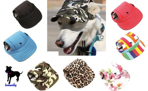 Dog Hat Baseball Ear Hole Adjustable Visor Outdoor Sun Hat Small, Medium & Large - Picture 1 of 27