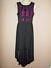 Princess Vera Wang Juniors Size 5 Black with Fucshia Top Lace Trim Hi-Lo Dress