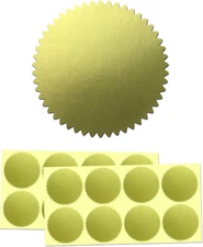 200 Pack, Gold Foil Seal Stickers for Certificates - 2" Diameter