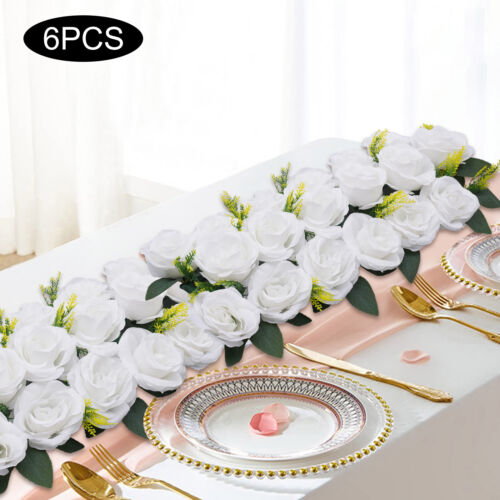 6Pcs Wedding Dining Table Flower Centerpiece Artificial Rose Flower Arrangement