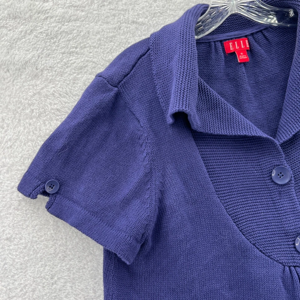 Cárdigan Suéter Mujer XL Púrpura Top Manga Corta Tejido Algodón Extra Grande Elle Foto 3 de 4