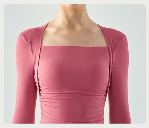 Cómodo y a la moda top de yoga dos en uno con almohadilla para el pecho y manga larga - Imagen 7 de 41