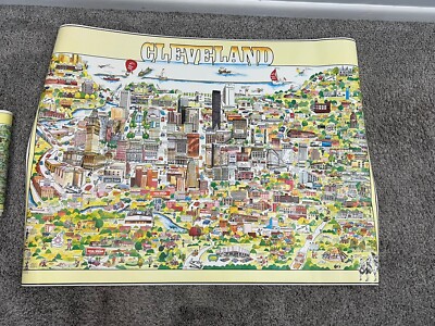 Vintage Cleveland Cartoon Poster 1976 Bicentennial Archar Inc City Design Poster