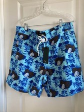 NWT Rodd Gunn Men XL Blue Coconut Swim Trunks Clarks Beach Board Short W/ Bag