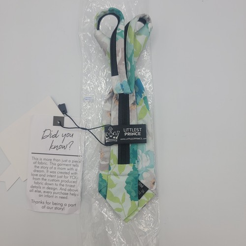 NWT Littlest Prince Plaid Zipper Tie Sz9-24m Teal & Mint Floral 0-9 months - Picture 2 of 4