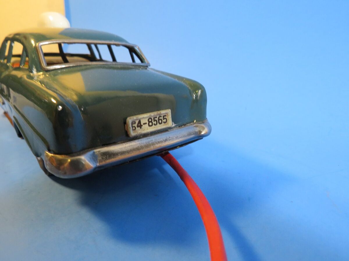 Vintage Tin Police Car 1956 Chevy Battery Operated, Line Mar Vintage Tin Police Car 1956 Chevy Battery Operated, Line Mar