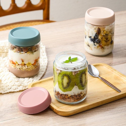 300ml&480ml Overnight Oats Gläser mit Deckel 6er Set Einmachgläser Dessertgläser - Bild 15 von 16