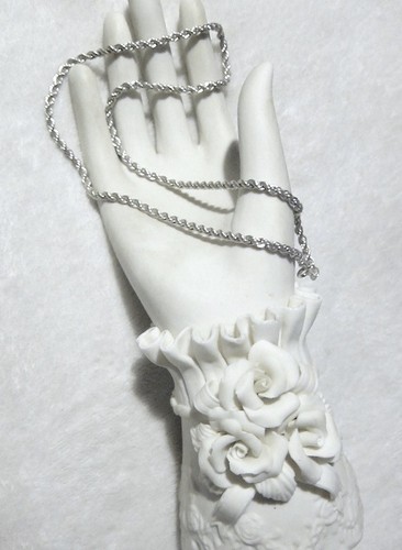 COLLAR Estate precioso de colección años 80-90 de plata esterlina cuerda torcida cadena hebra - Imagen 3 de 9