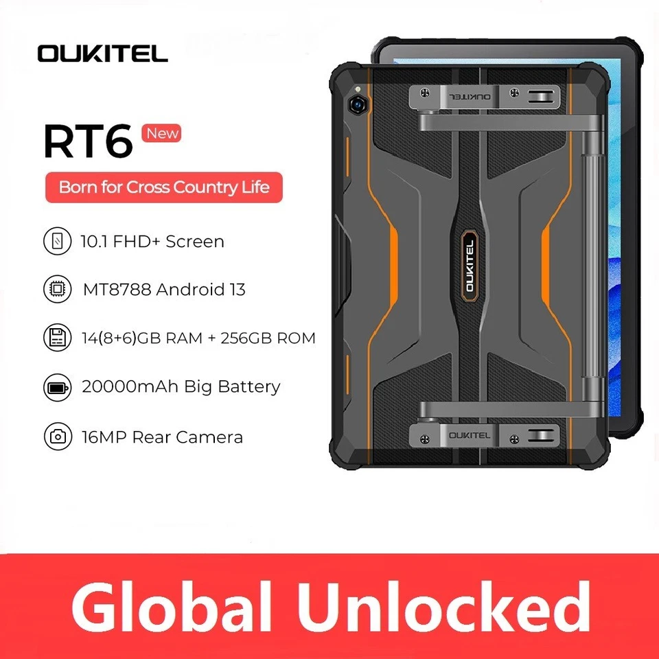 20000mAh Oukitel RT6 Robust Tablets 16GB+256GB 10,1" Android 13 16MP Dual Kamera - Bild 2 von 4