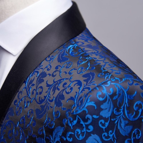 Paisley Men Blazer Jackets Regular Fit Groom Wedding Formal Shawl Lapel Coats - Picture 18 of 31