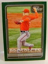 CADE CAVALLI /5 GREEN PROSPECTS THREE AND TWO PANINI BASEBALL 2022