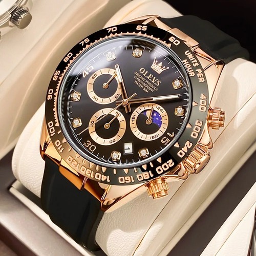 OLEVS Mens Watches Luxury Waterproof Quartz Chronograph Watch Calendar Watch Men - Picture 1 of 21