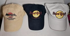 Set of 3 Hard Rock Cafe Embroidered Logo Canvas Strapback Hat/Cap Outdoors