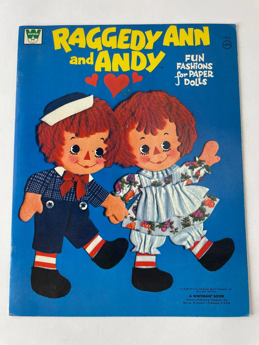 Vintage 1962 Raggedy Ann Andy Fun Fashions Paper Dolls Set Full