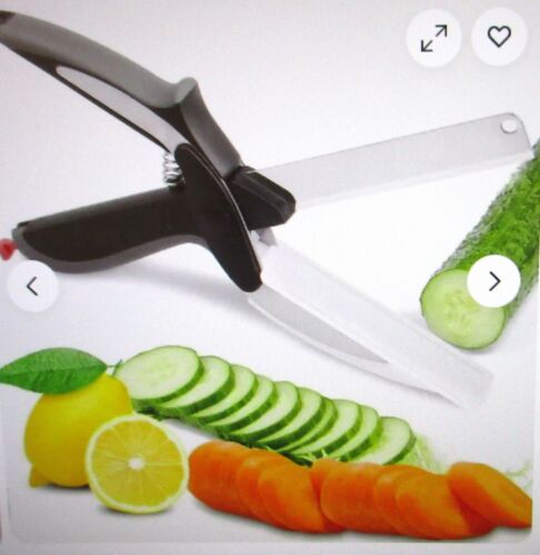 NEW Stainless Steel Salad Scissors w/ Built In Cutting Board Sharp Kitchen Tool