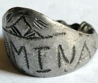 EXTREMELY ANCIENT SILVER COLOR RING GREEK DEPICTING *RUMINA* ENGRAVED 