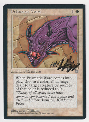 Signed Prismatic Ward HP Ice Age Artist Lawrence Allen Williams 1995 MTG Magic!