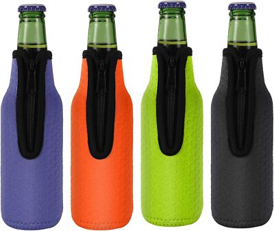 KENOBEE Beer Bottle Insulator 12oz Standard, black&yellow&purple&orange 