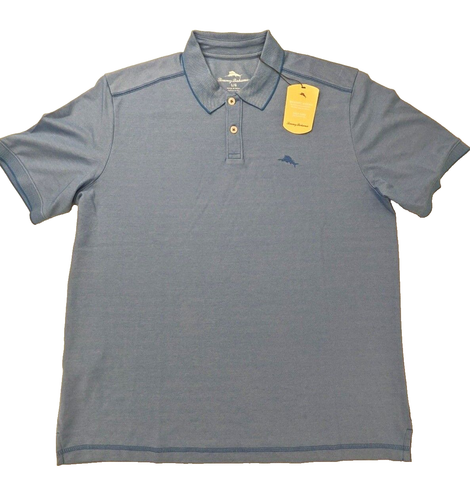 Tommy Bahama Polo Shirt Mens Large Campanula Blue Performance SS Golf ⛳