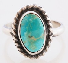 Native American Handmade Sterling Silver with Turquoise Ring Size 7