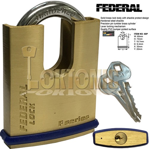 Federal Super Series Solid Brass Padlocks Hardened Shackle All Sizes Available - Picture 10 of 10