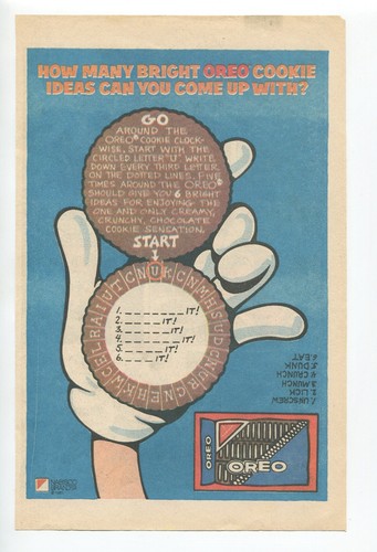 Publicidad impresa Oreo Cookies Puzzle Nabisco Vintage 1985 anuncio de papel de periódico - Imagen 2 de 4