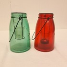 2 JALL & Co "Mason" Jar Tealight Tea Light Candle Holder Home Décor Red & Green
